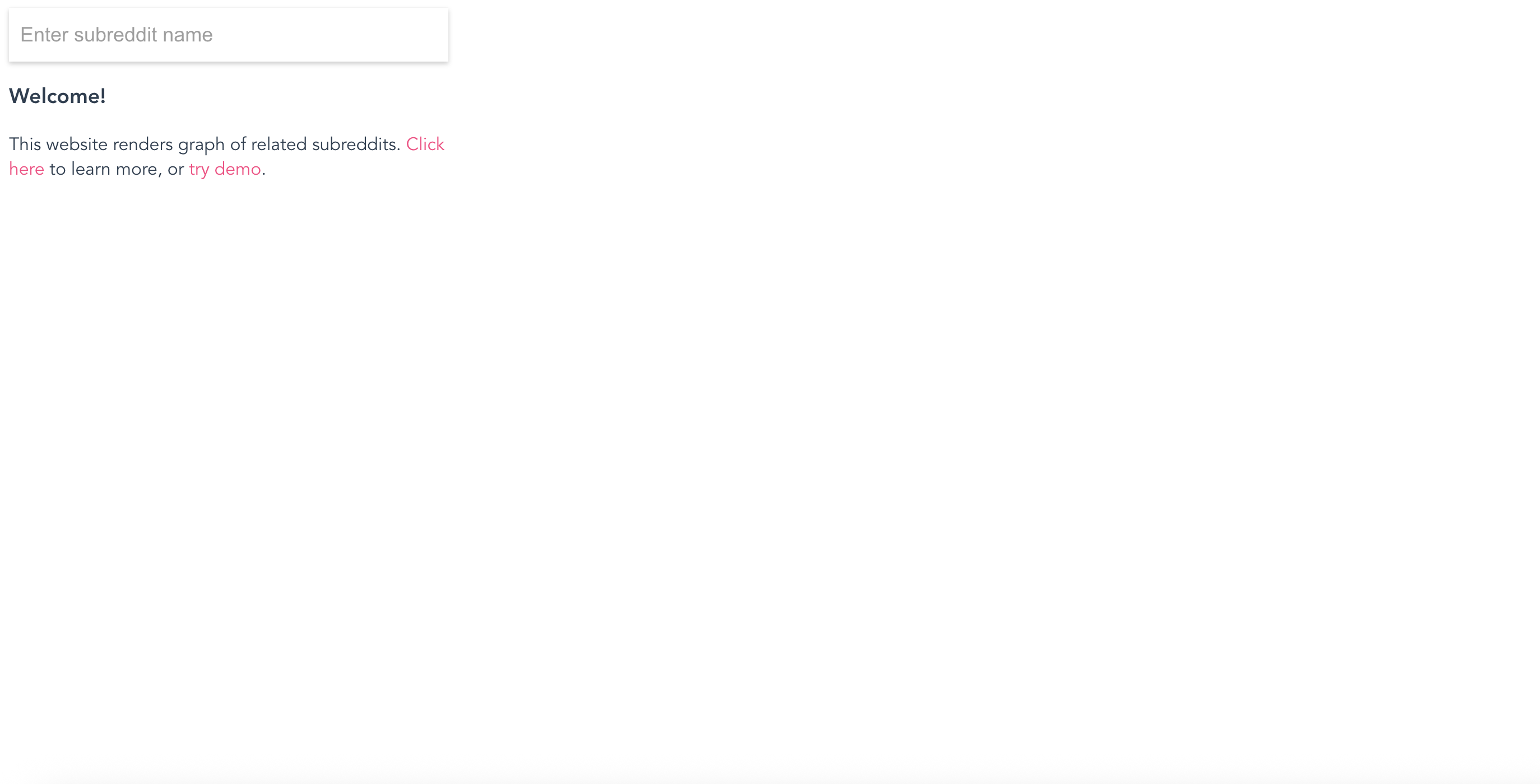 Anvaka's Sayit homepage showing subreddit connection visualization